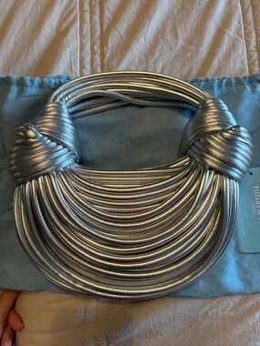 Metallic Silver Statement Shoulder Bag